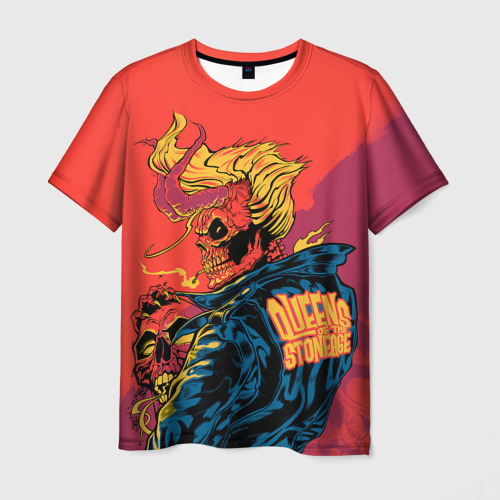 Мужская футболка с принтом Queen of the stone age Devil, вид спереди №1