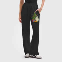 Женские брюки oversize без начеса хлопок Тоторо новогодний - фото 2