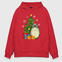 Мужское худи Oversize хлопок Тоторо новогодний