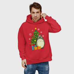 Мужское худи Oversize хлопок Тоторо новогодний - фото 2