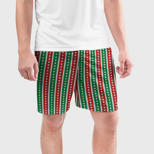 Мужские шорты спортивные Knitted pattern, цвет 3D печать - фото 3