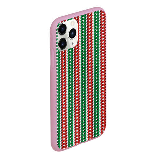 Чехол для iPhone 11 Pro Max матовый Knitted pattern, цвет розовый - фото 3