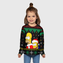 Детский лонгслив 3D Барт и гомер Симпсоны новогодний - фото 2