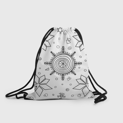 Рюкзак-мешок 3D Паттерн из простых чёрных снежинок