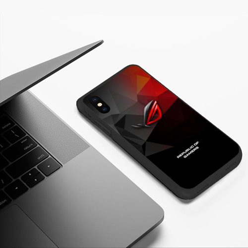 Чехол для iPhone XS Max матовый ASUS ROG republic of gamers, цвет черный - фото 5