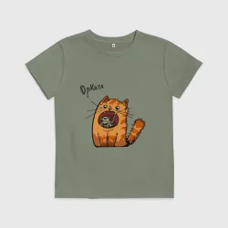 Детская футболка хлопок Оркота или орк и кот мем кричит