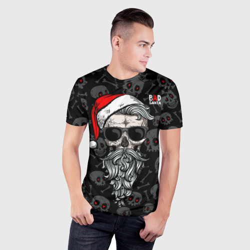 Мужская футболка 3D Slim Santa from Hell, цвет 3D печать - фото 3