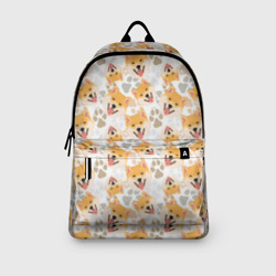 Рюкзак с принтом Собака Сиба-Ину для любого человека, вид спереди №3. Цвет основы: белый