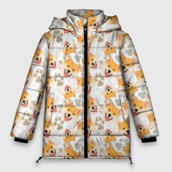 Женская зимняя куртка Oversize Собака Сиба-Ину