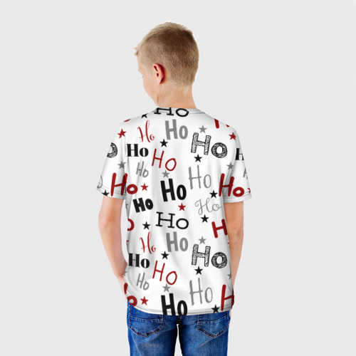 Детская футболка 3D с принтом ХО ХО ХО НОВОГОДНИЙ, вид сзади #2