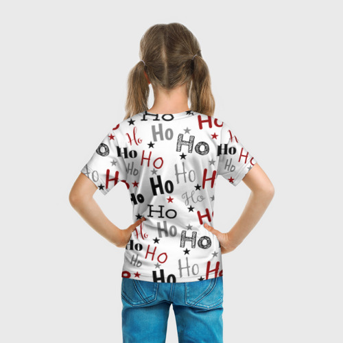 Детская футболка 3D с принтом ХО ХО ХО НОВОГОДНИЙ, вид сзади #2