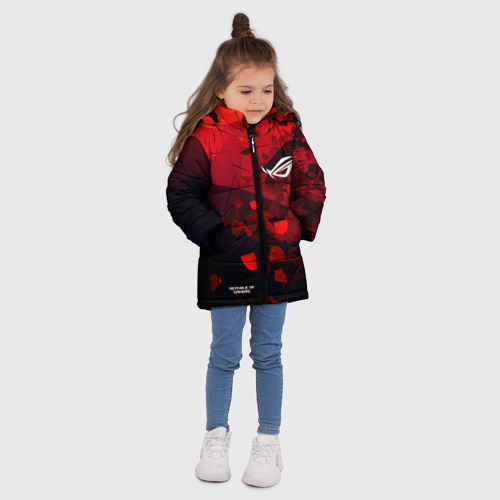 Зимняя куртка для девочек 3D ASUS ROG геометрия, цвет черный - фото 5