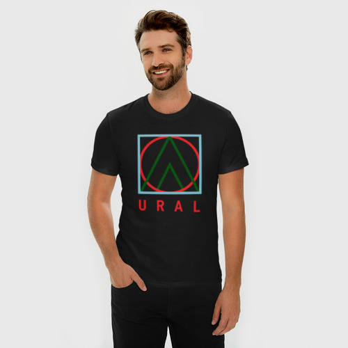 Мужская футболка хлопок Slim Ural mountains, цвет черный - фото 3