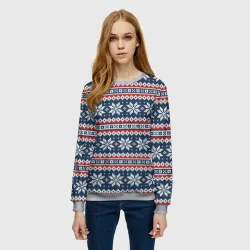Женский свитшот 3D Knitted Christmas Pattern - фото 2
