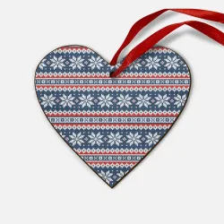 Деревянная игрушка Сердце Knitted Christmas Pattern