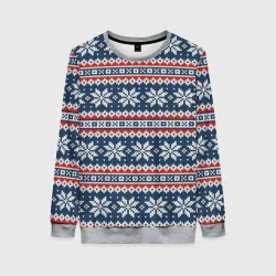 Женский свитшот 3D Knitted Christmas Pattern