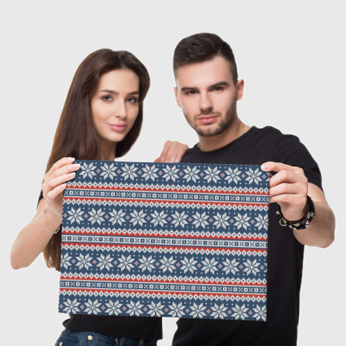 Холст прямоугольный Knitted Christmas Pattern, цвет 3D печать - фото 5