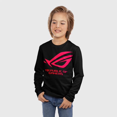 Детский лонгслив 3D ROG логотип, цвет 3D печать - фото 3