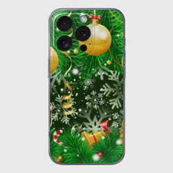Чехол для iPhone 16 Pro Max силиконовый с защитой камеры Новогоднее Настроение Елка