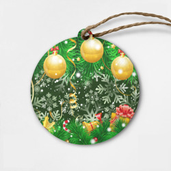 Деревянная игрушка круг Новогоднее Настроение Елка