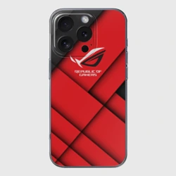 Чехол для iPhone 16 Pro силиконовый с защитой камеры ROG - republic of gamers