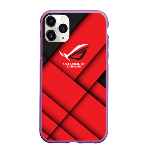 Чехол для iPhone 11 Pro Max матовый ROG - republic of gamers, цвет фиолетовый