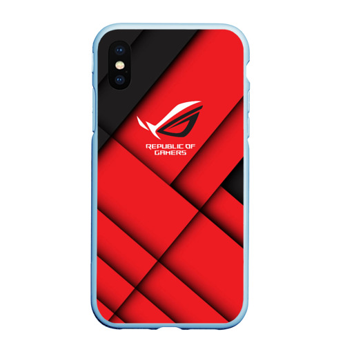 Чехол для iPhone XS Max матовый ROG - republic of gamers, цвет голубой