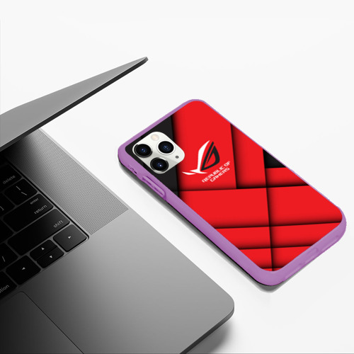 Чехол для iPhone 11 Pro Max матовый ROG - republic of gamers, цвет фиолетовый - фото 5