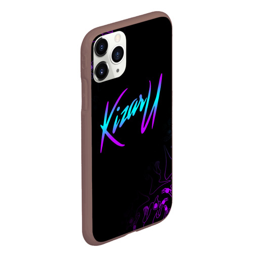 Чехол для iPhone 11 Pro Max матовый Кизару неон лого Kizaru neon, цвет коричневый - фото 3