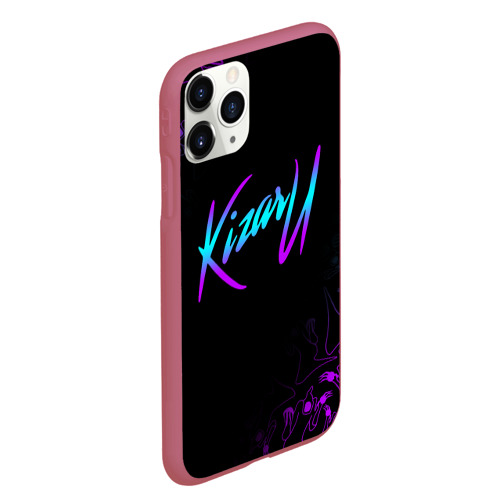 Чехол для iPhone 11 Pro Max матовый Кизару неон лого Kizaru neon, цвет малиновый - фото 3