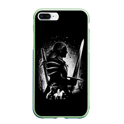 Чехол для iPhone 7Plus/8 Plus матовый Ведьмак с мечом the Witcher плотва, цвет салатовый