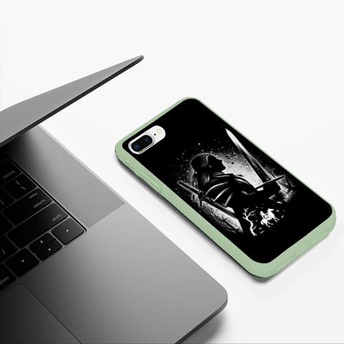 Чехол для iPhone 7Plus/8 Plus матовый Ведьмак с мечом the Witcher плотва, цвет салатовый - фото 5
