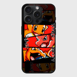 Чехол силиконовый для Apple iPhone 15 Pro матовый Рыжий дракон Покемоны Чармандер