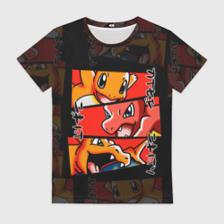 Женская футболка 3D Рыжий дракон Покемоны Чармандер
