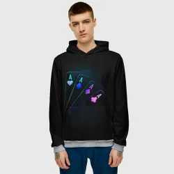 Мужская толстовка 3D Неоновые карты neon - фото 2