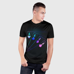 Мужская футболка 3D Slim Неоновые карты neon - фото 2