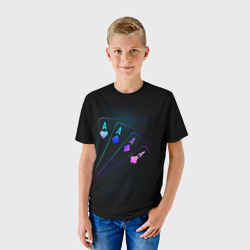 Детская футболка 3D Неоновые карты neon - фото 2