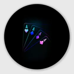 Круглый коврик для мышки Неоновые карты neon