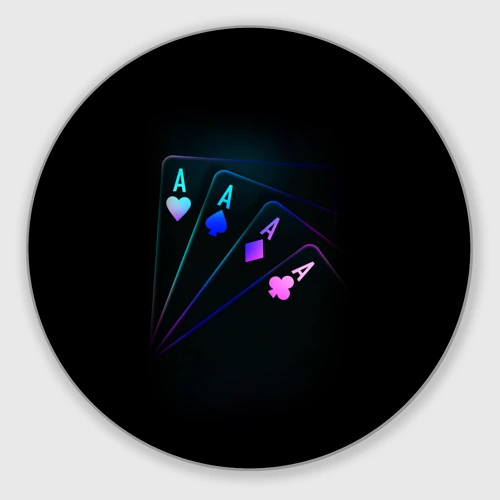 Круглый коврик для мышки Неоновые карты neon