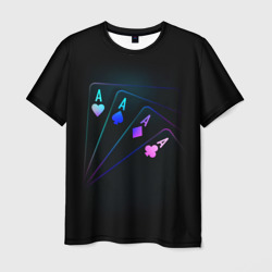 Мужская футболка 3D Неоновые карты neon