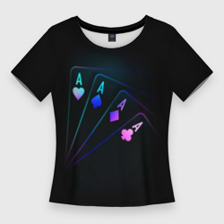 Женская футболка 3D Slim НЕОНОВЫЕ КАРТЫ | NEON 