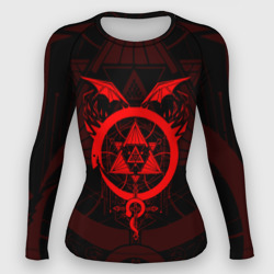 Женский рашгард 3D Стальной алхимик красная эмблема