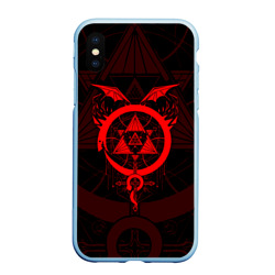 Чехол для iPhone XS Max матовый Стальной алхимик красная эмблема