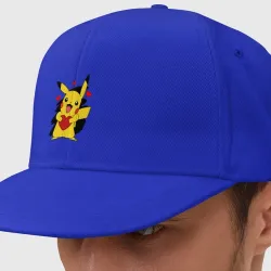Кепка снепбек с прямым козырьком Пикачу и сердечко Pokenon Pikachu love
