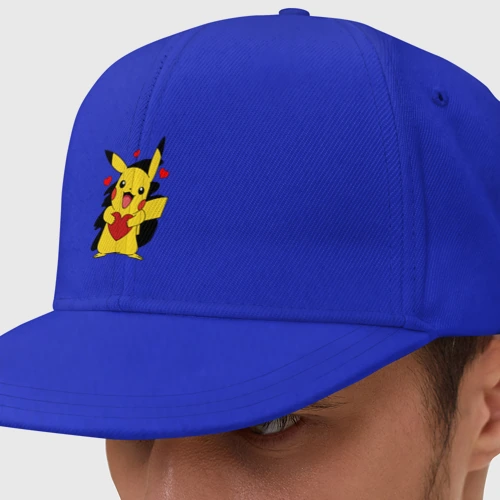 Кепка снепбек с прямым козырьком Пикачу и сердечко Pokenon Pikachu love