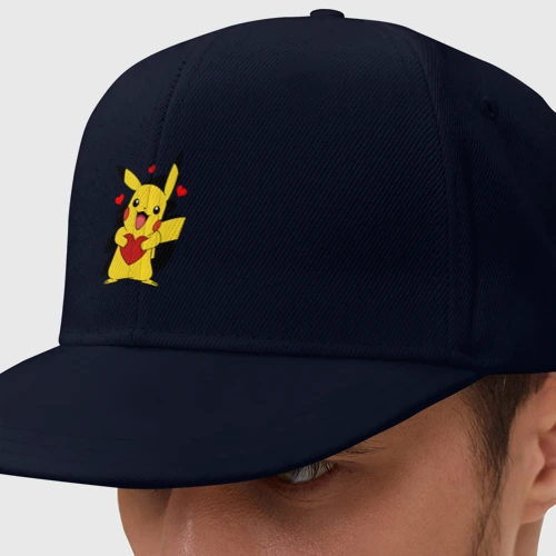 Кепка снепбек с прямым козырьком Пикачу и сердечко Pokenon Pikachu love