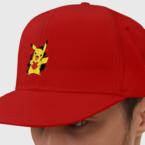 Кепка снепбек с прямым козырьком Пикачу и сердечко Pokenon Pikachu love