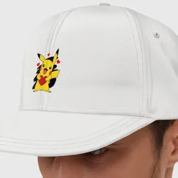 Кепка снепбек с прямым козырьком Пикачу и сердечко Pokenon Pikachu love
