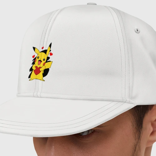 Кепка снепбек с прямым козырьком Пикачу и сердечко Pokenon Pikachu love