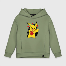 Детское худи Oversize хлопок Пикачу и сердечко Pokenon Pikachu love
